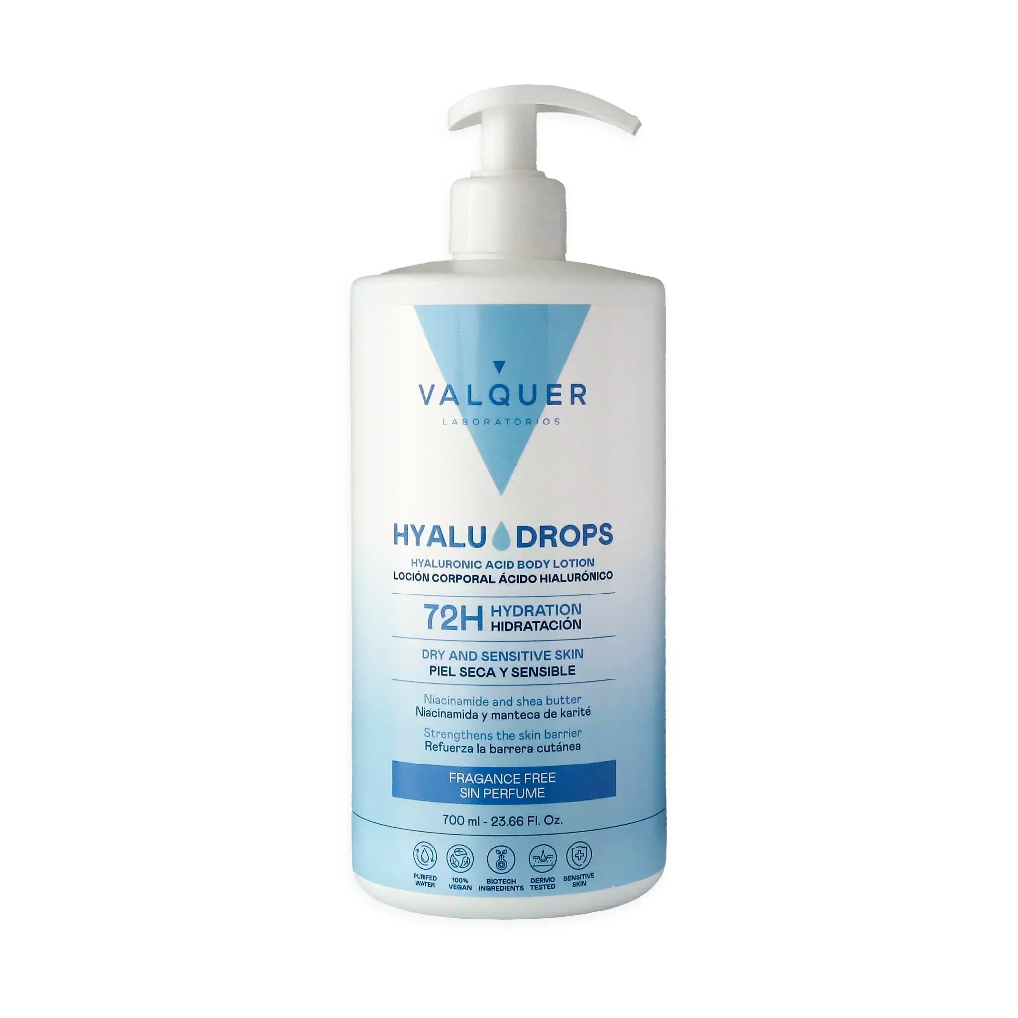 Hyaludrops Loción Corporal Sin Perfume – Hidratación 72H - 700 ml