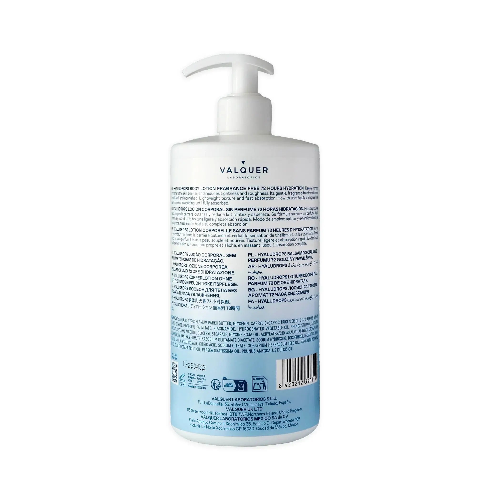 Hyaludrops Loción Corporal Sin Perfume – Hidratación 72H - 700 ml