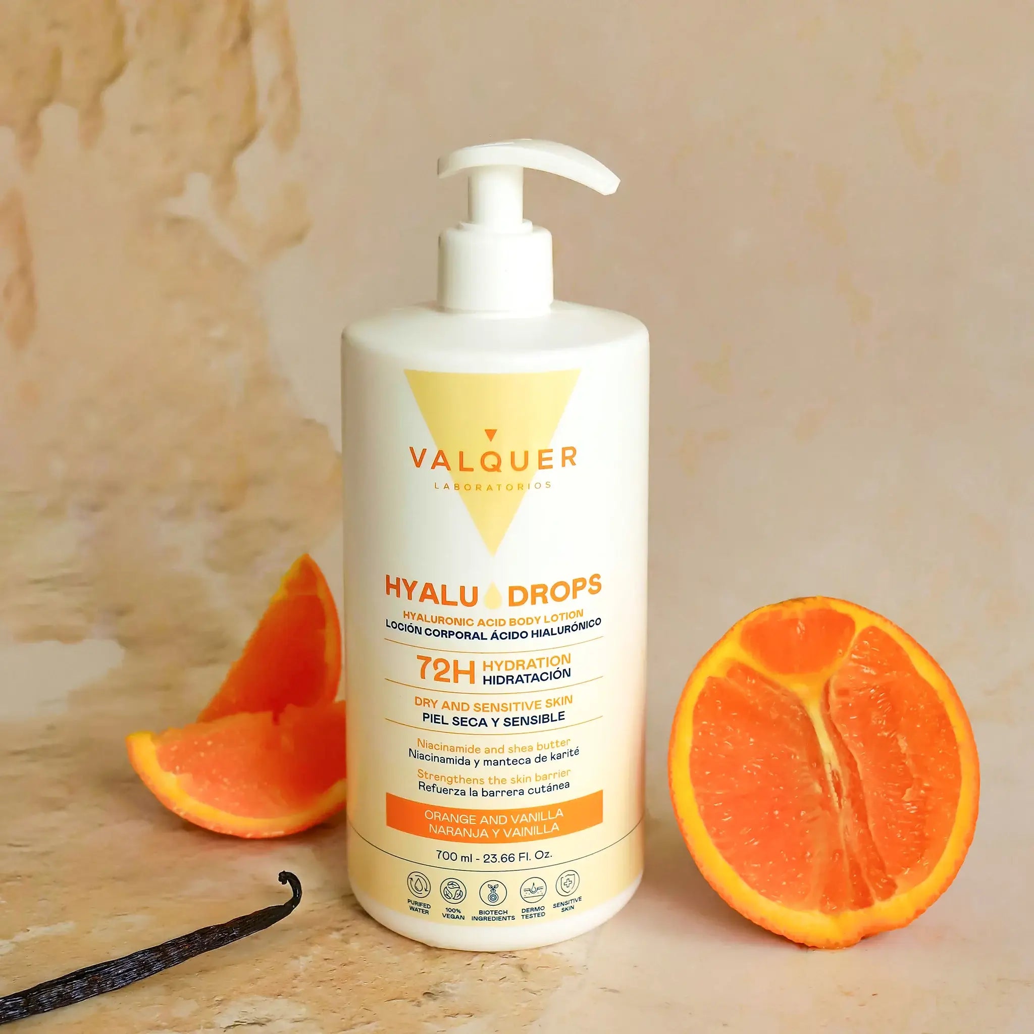 Hyaludrops Loción Corporal Naranja y Vainilla – Hidratación 72H - 700 ml