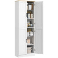 Freestanding Kitchen Pantry 4 Door Cabinet with Adjustable Shelves Distressed White