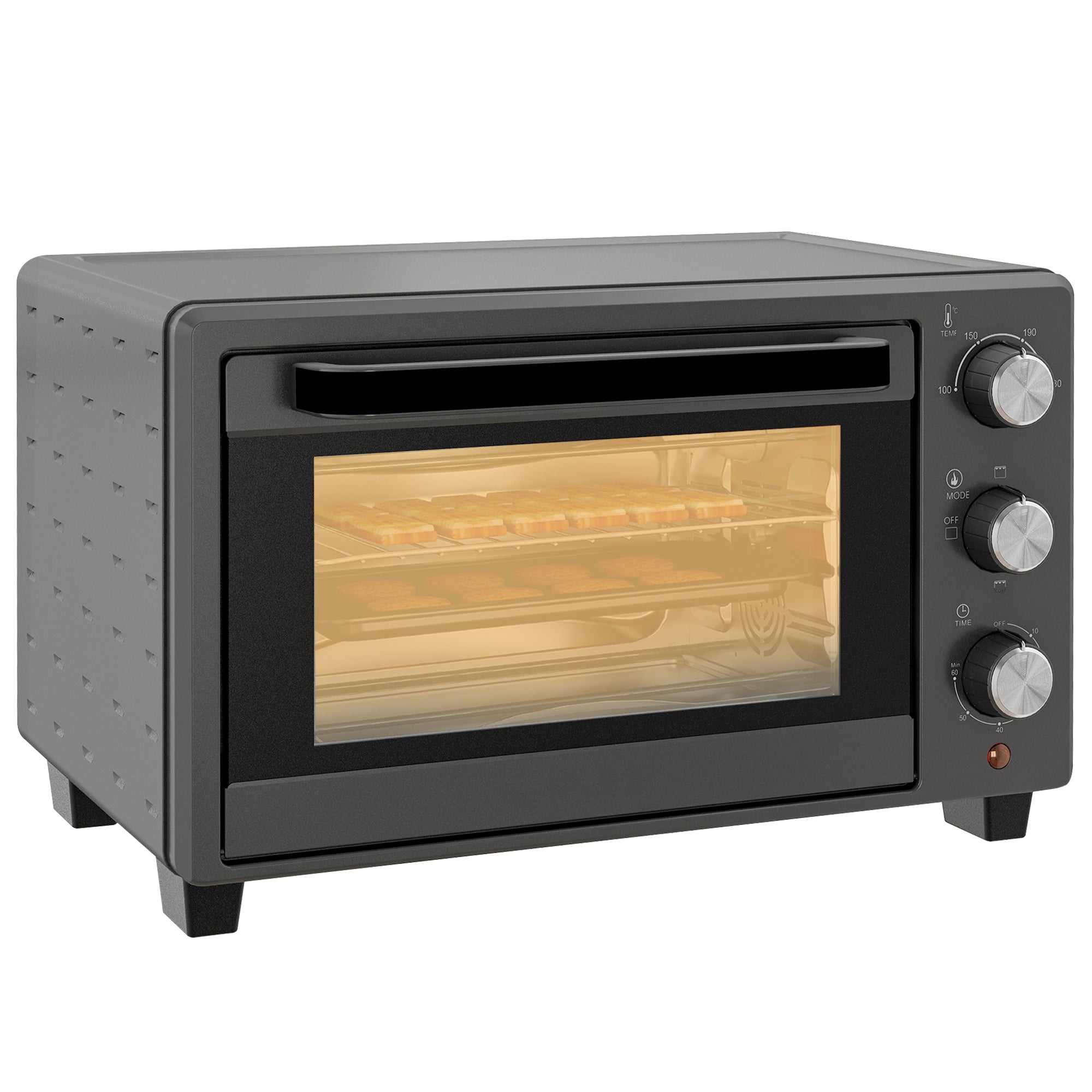 Mini Oven, 21L Countertop Electric Grill with Baking Tray and Wire Rack, 1400W, Grey