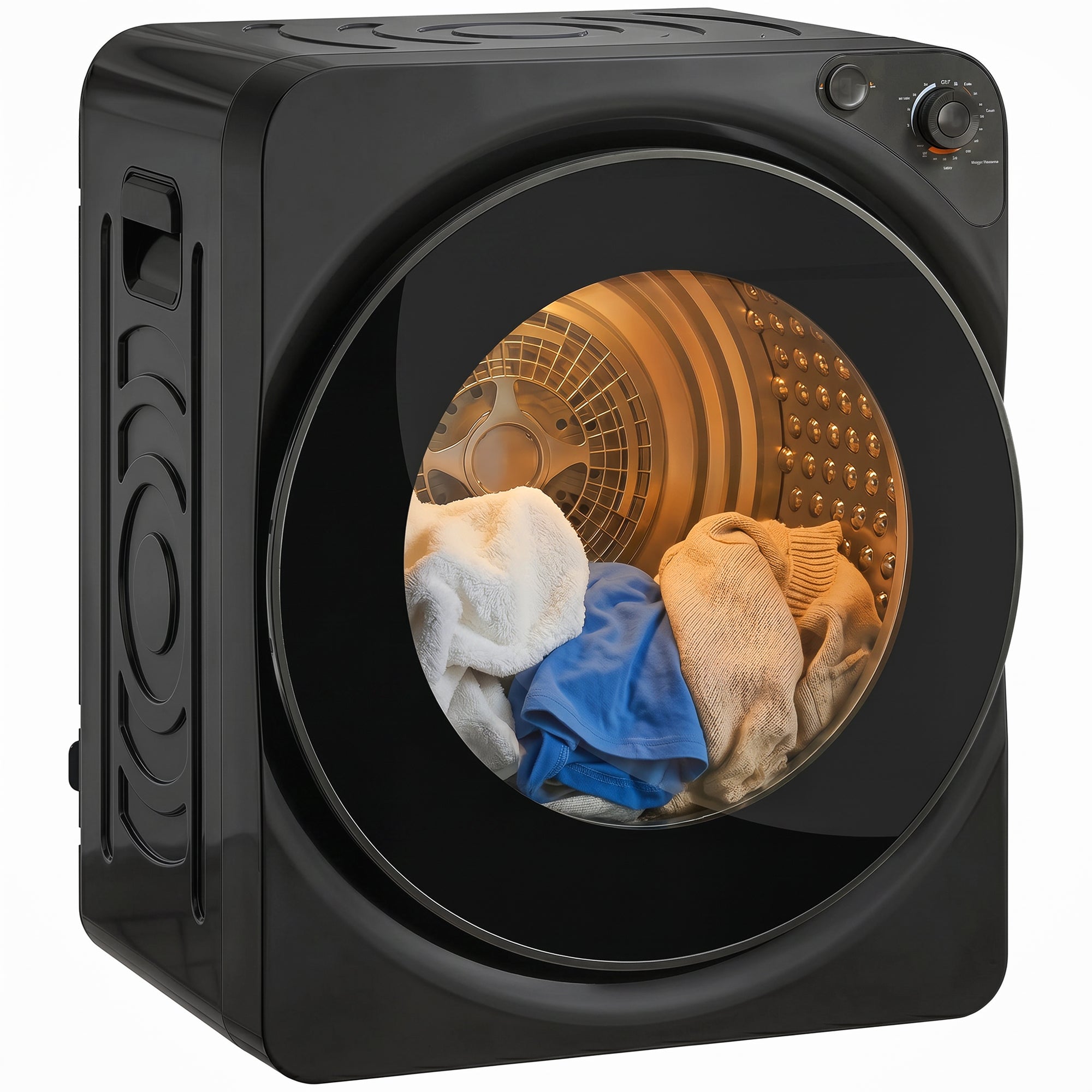 5kg Vented Tumble Dryer, 1000W, 5 Drying Modes, Stainless Steel Drum, Black