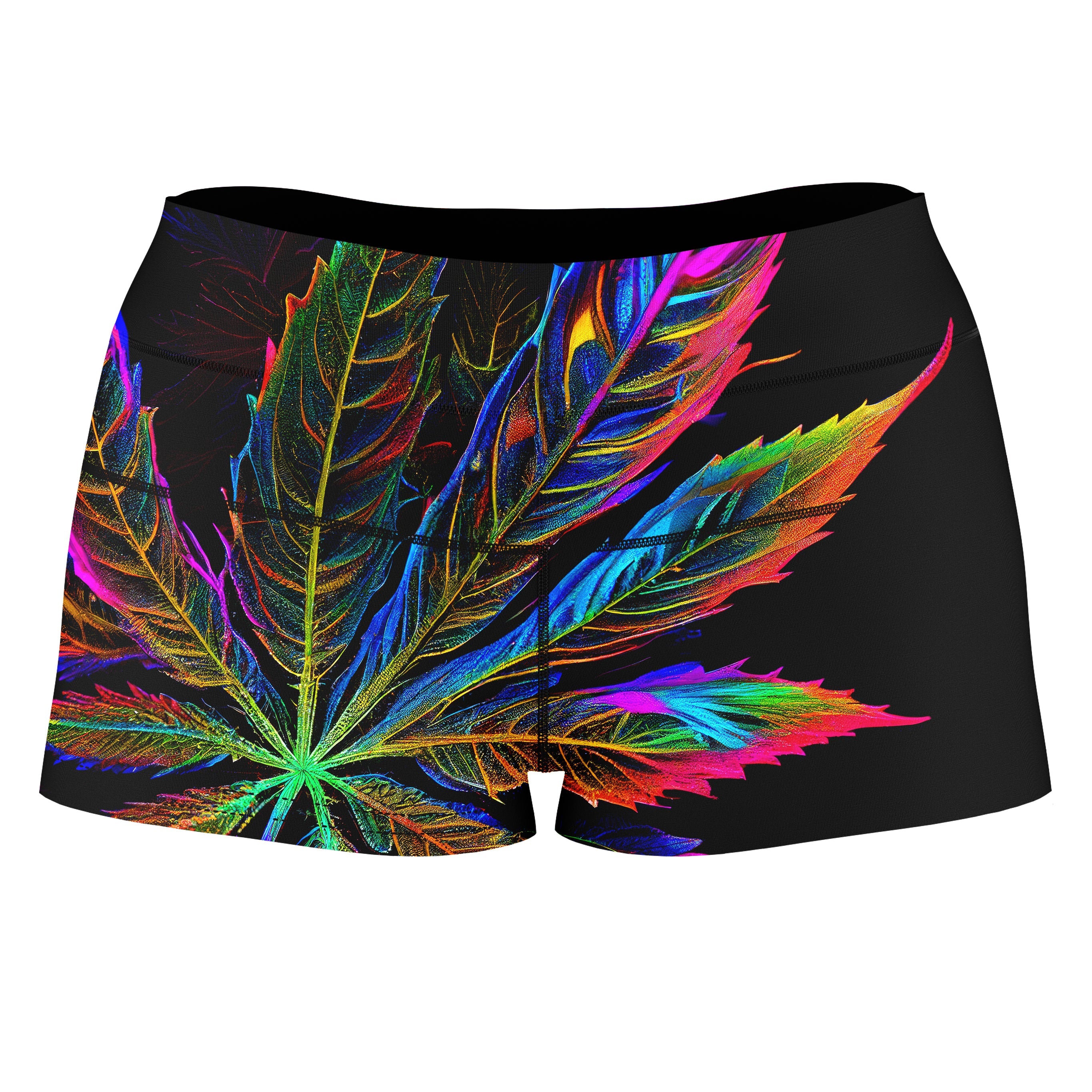 Blacklight Weed High-Waisted Women's Shorts