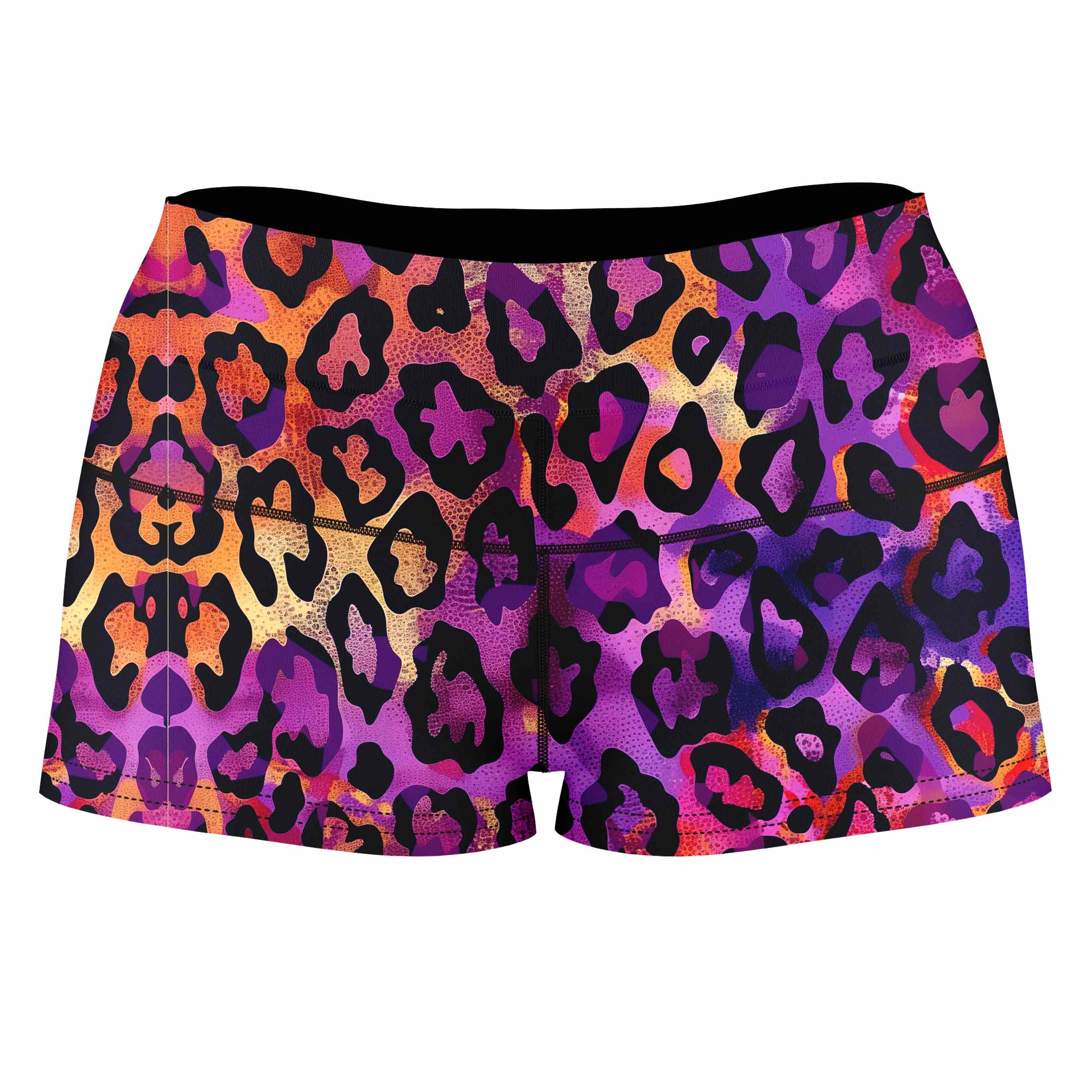 Neon Leopard High-Waisted Women's Shorts