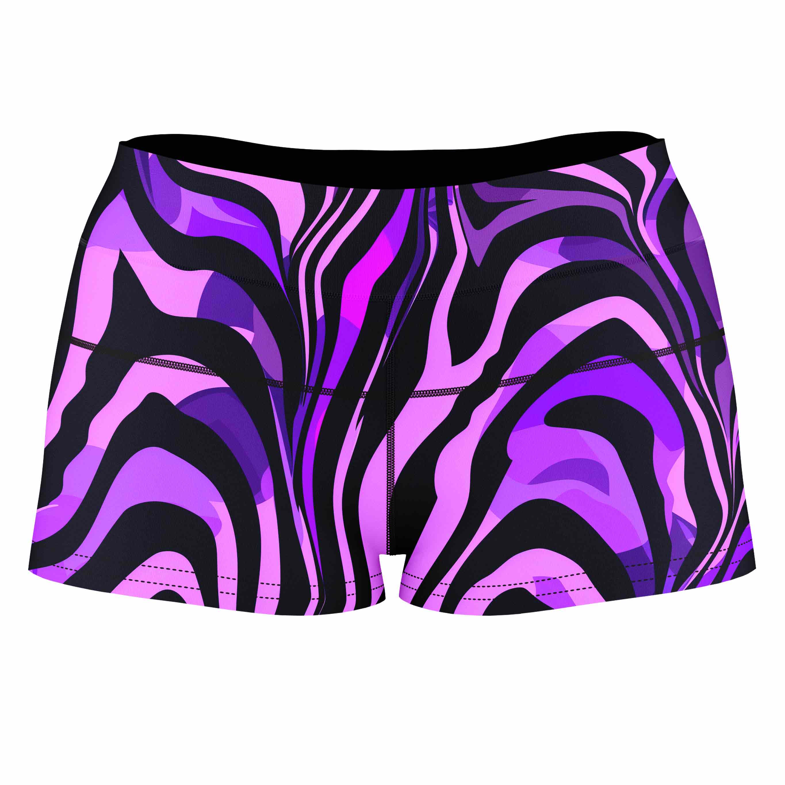 Noir Stripes High-Waisted Women's Shorts
