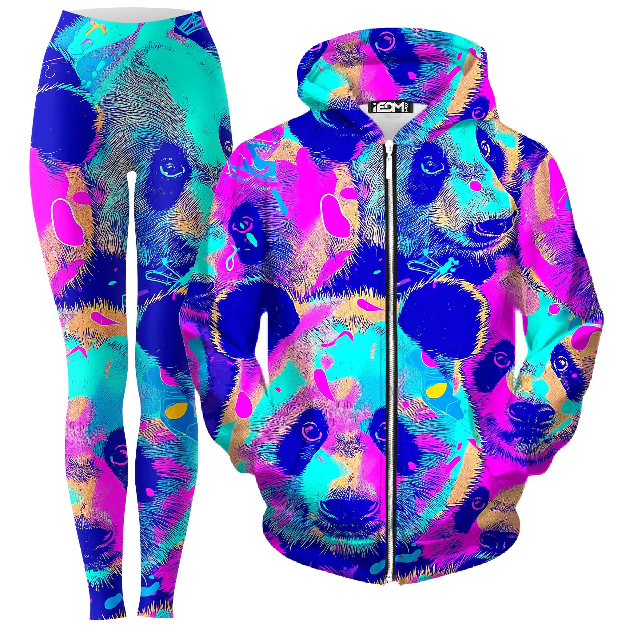 Panda Melt Zip-Up Hoodie and Leggings Combo