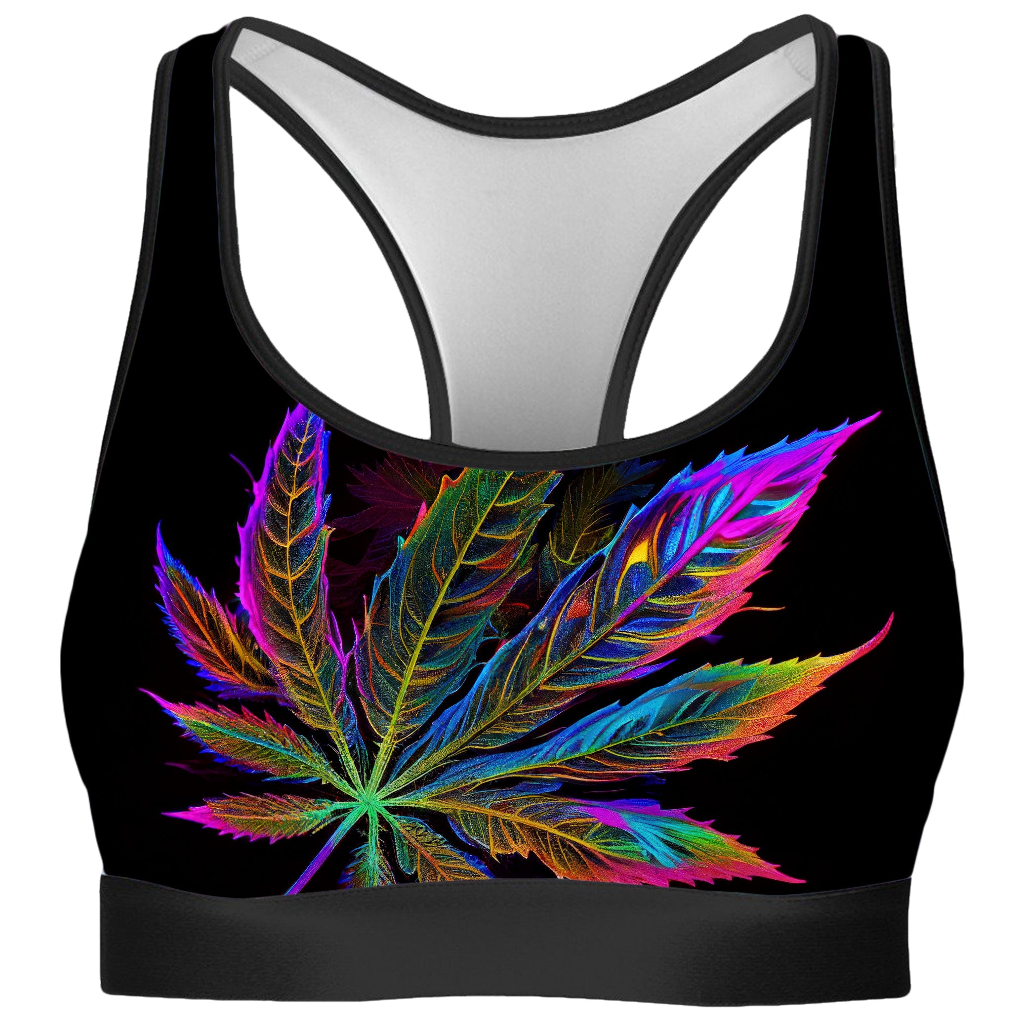 Blacklight Weed Rave Bra
