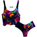 Psychedelic Alien Crop Top and Booty Shorts Combo