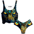 Tiger Eyes Psychedelic Crop Top and Booty Shorts Combo