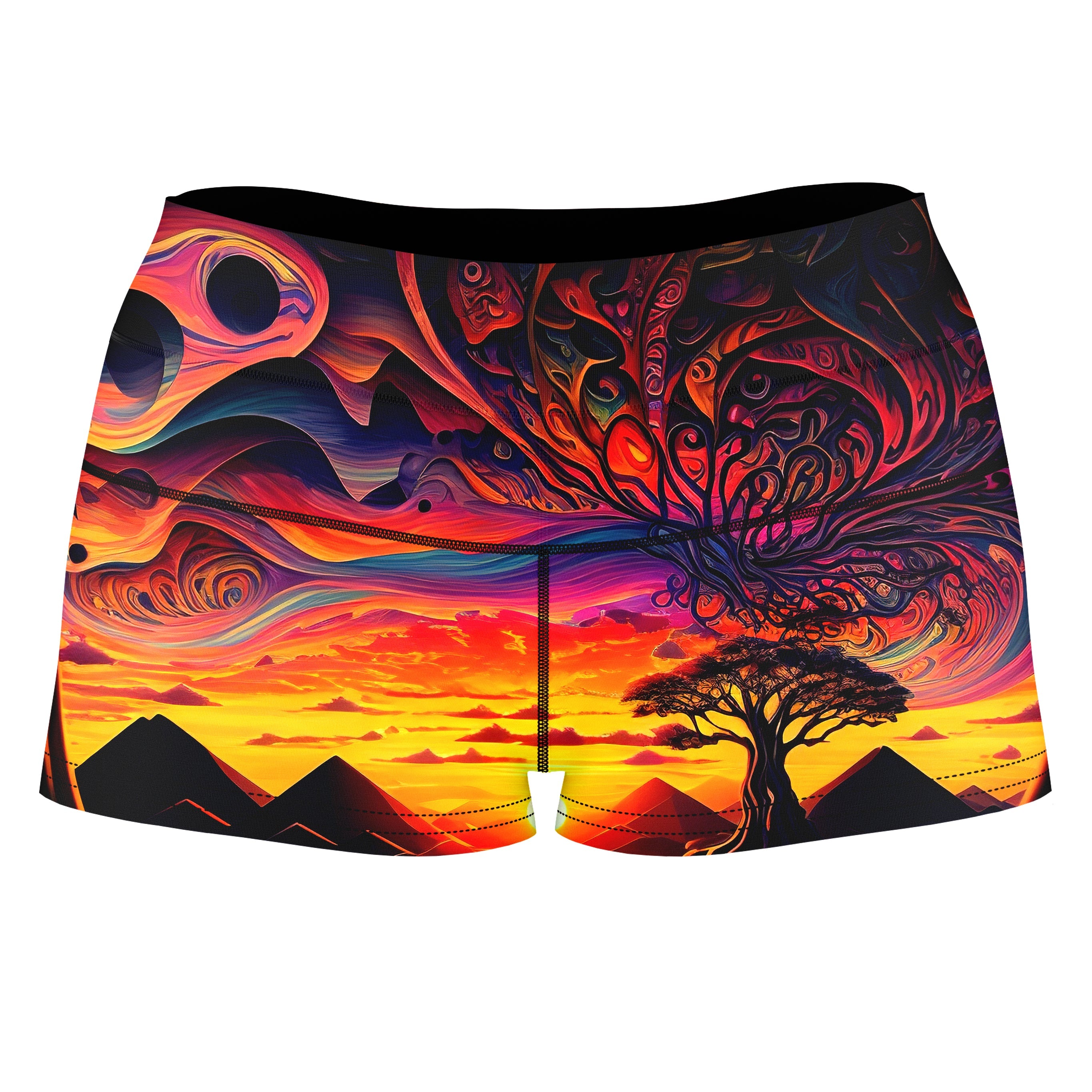 Acid Sunset High-Waisted Women's Shorts
