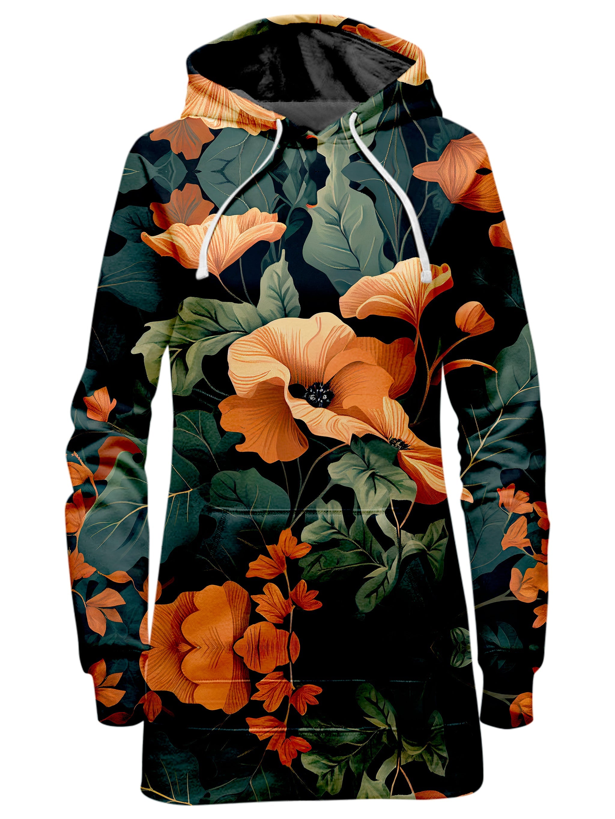 Tangerine Floral Hoodie Dress