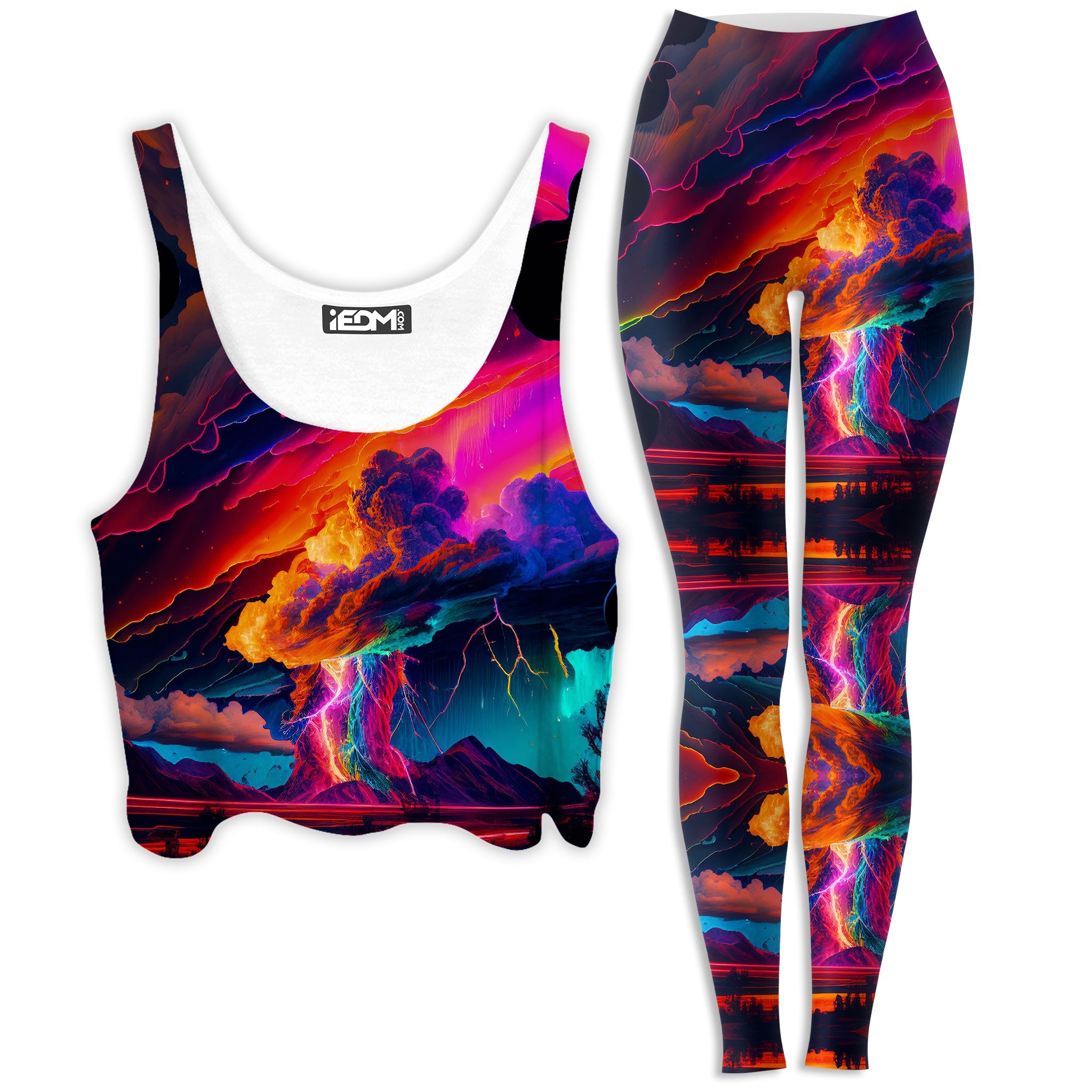 Rainbow Storm Crop Top and Leggings Combo