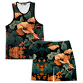 Tangerine Floral Men's Tank and Shorts Combo