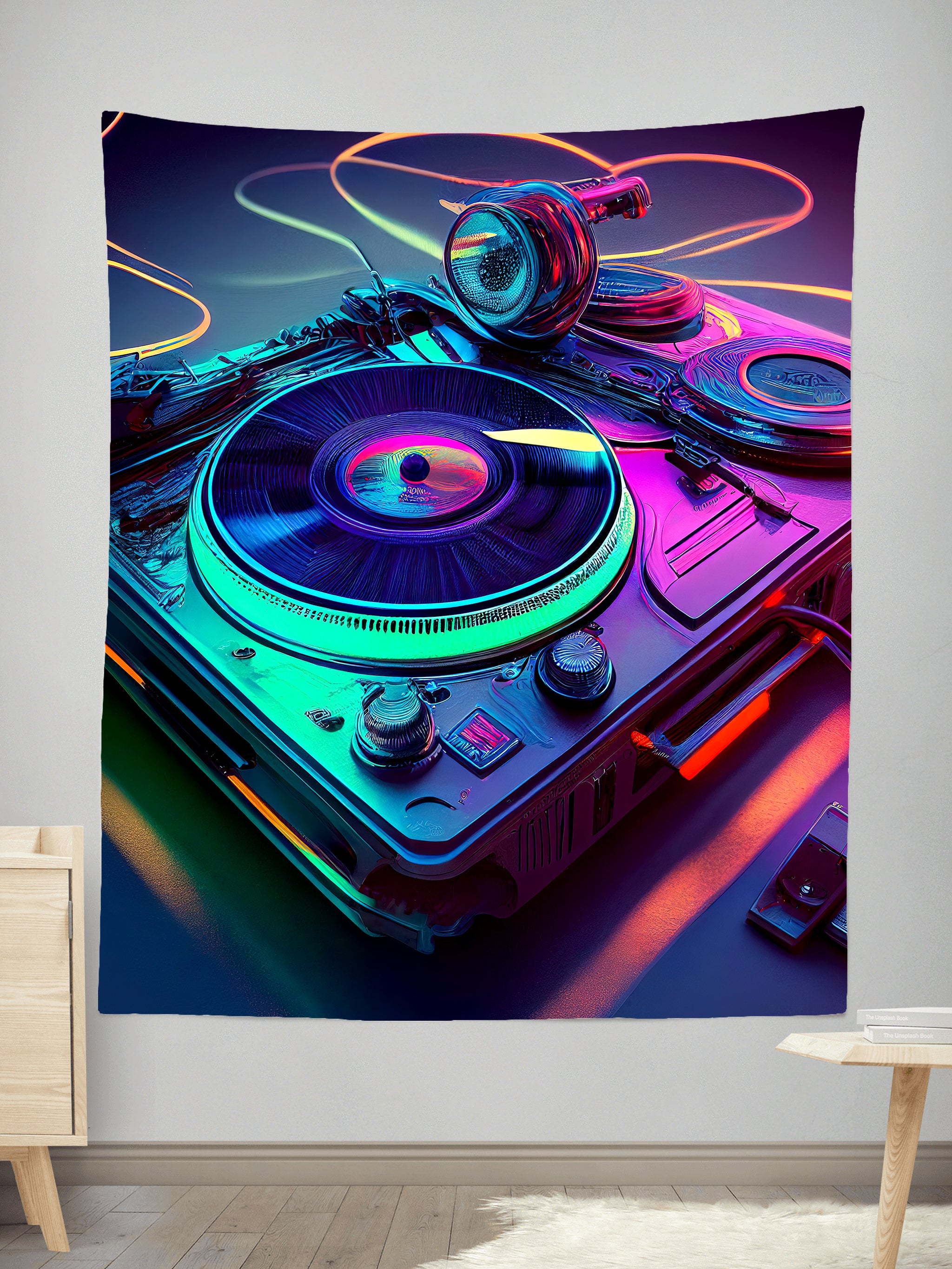 Neon Turntables Tapestry