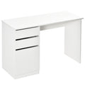 Modern Computer Desk, Home Office Desk with Storage Drawer & Cabinet for Study, White
