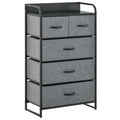 5 Drawer Fabric Dresser Tower 4 Tier Storage Organizer with Steel Frame Grey