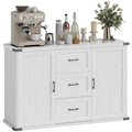 Modern Sideboard Buffet Cabinet with 3 Drawers and 2 Doors, 47" Coffee Bar Cabinet, White Wood Grain
