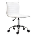 PU Leather Adjustable Swivel Office Chair with Armless Mid-Back & Chrome Base, White