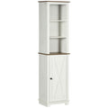Bathroom Floor Cabinet, Freestanding Storage Cupboard with Door & Adjustable Shelves, White