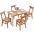 5-Piece Solid Wood Dining Table Set for 4, Farmhouse Kitchen Table and Chairs, Walnut