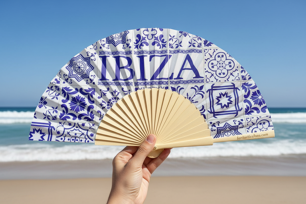 Ibiza Tile Print 23cm fan
