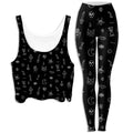 Black Pattern Crop Top and Leggings Combo