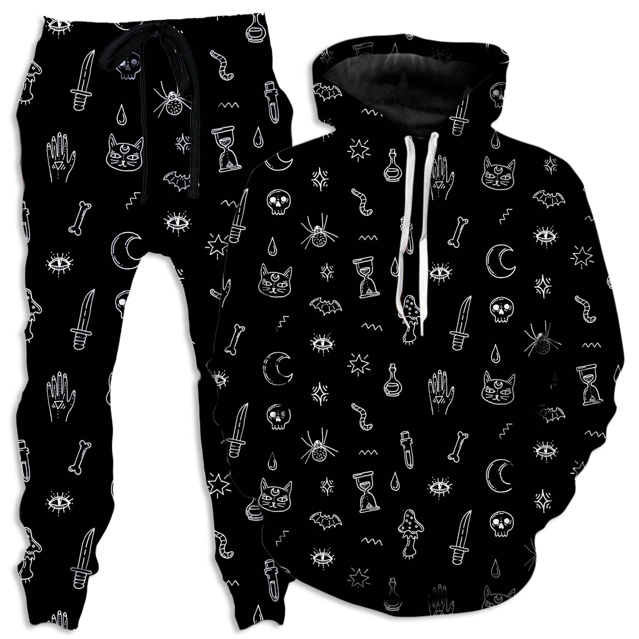 Black Pattern Hoodie and Joggers Combo