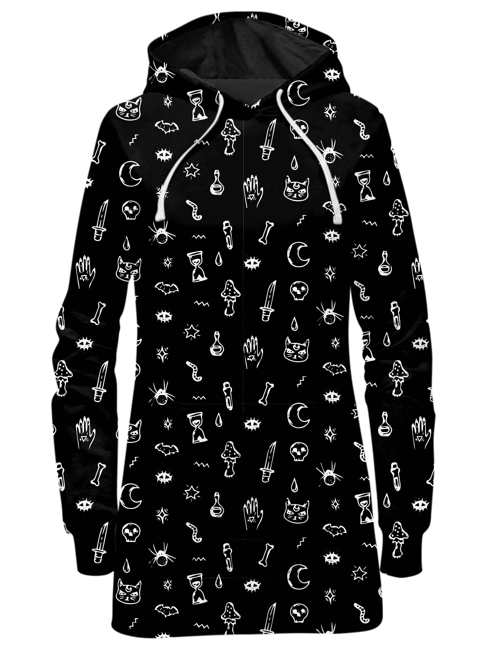 Black Pattern Hoodie Dress