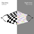 Light Reactive Checkered White Face Mask With (4) PM 2.5 Carbon Inserts