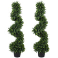 Set of 2 Spiral Cypress Artificial Trees in Pots, 120 cm Tall, Deep Green