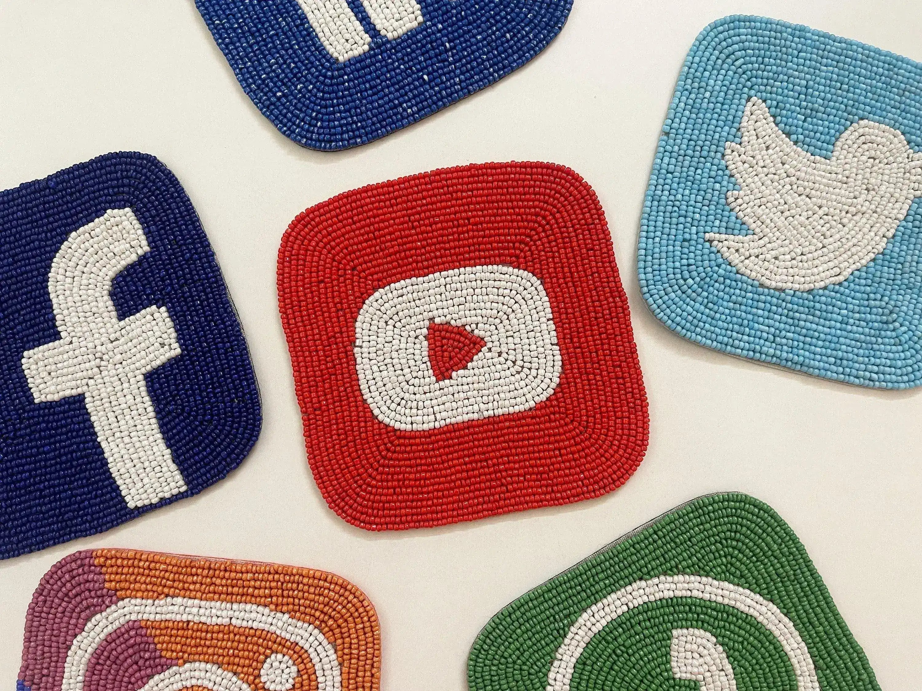 Social Media Beaded Coasters - Set of 6
