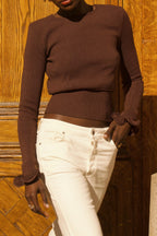 Ruffle Hem Sweater (Chocolate Brown)