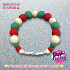 Christmas Pom Pom Dog Collar -  Elf Green