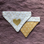 White & Latte Love Hearts Dog Bandana - Slim Opening