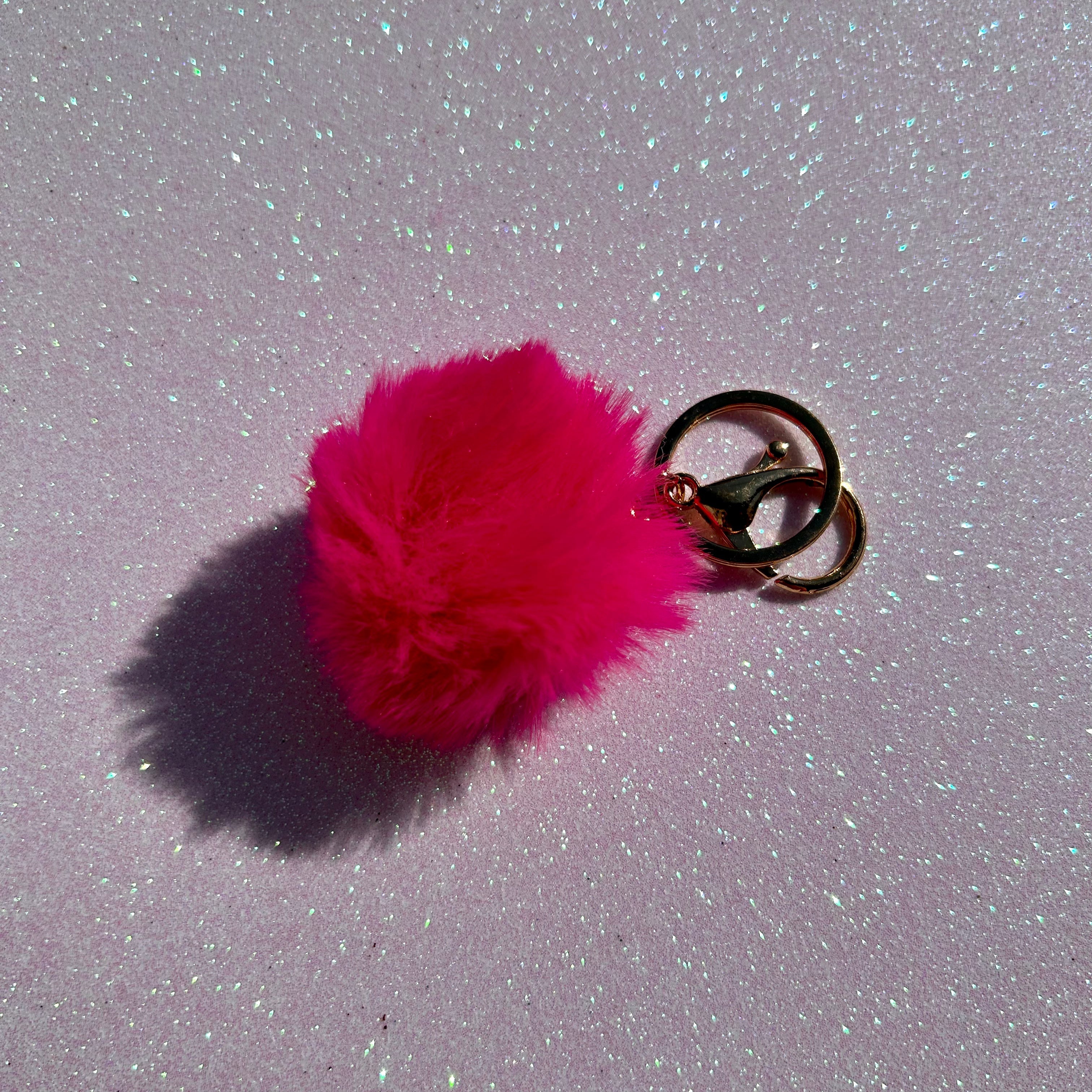 Mixed colours - Mini PomPom Keyrings - (without clips)