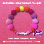Pink - Personalised Pom Pom Dog Collar