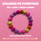 Pink - Personalised Pom Pom Dog Collar