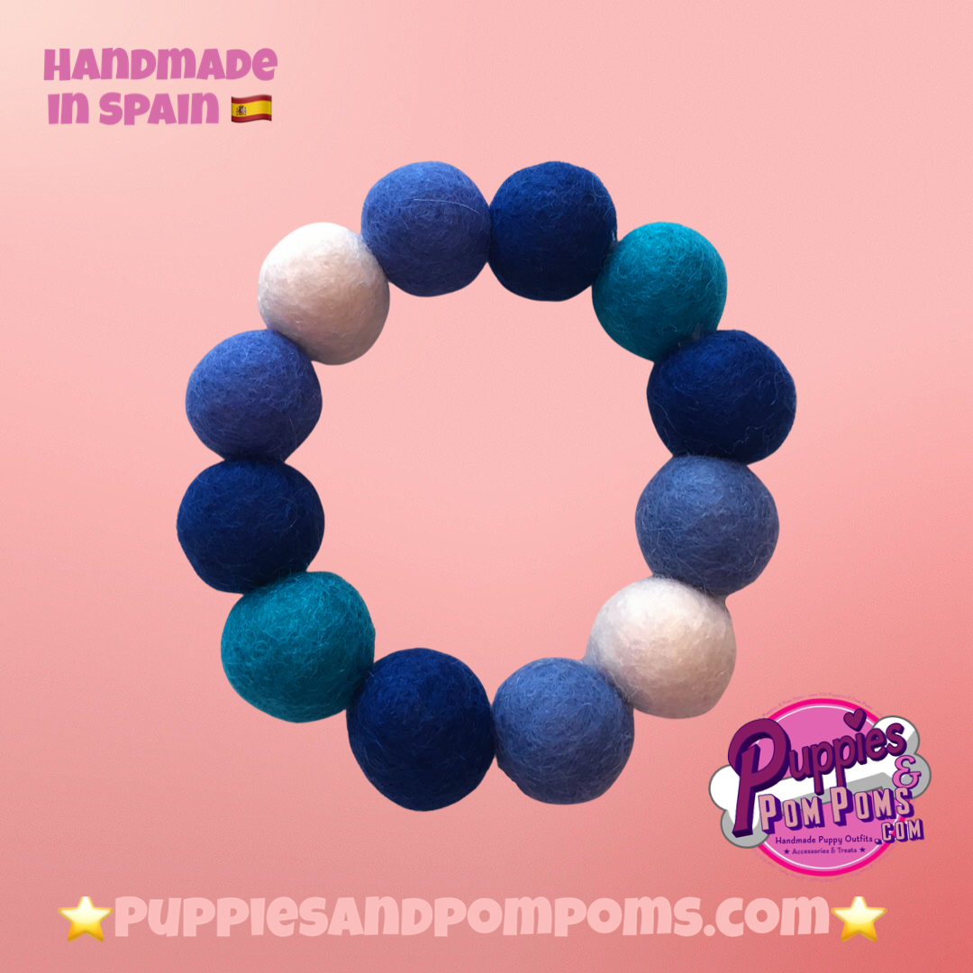Pom Pom Bracelet - Blues