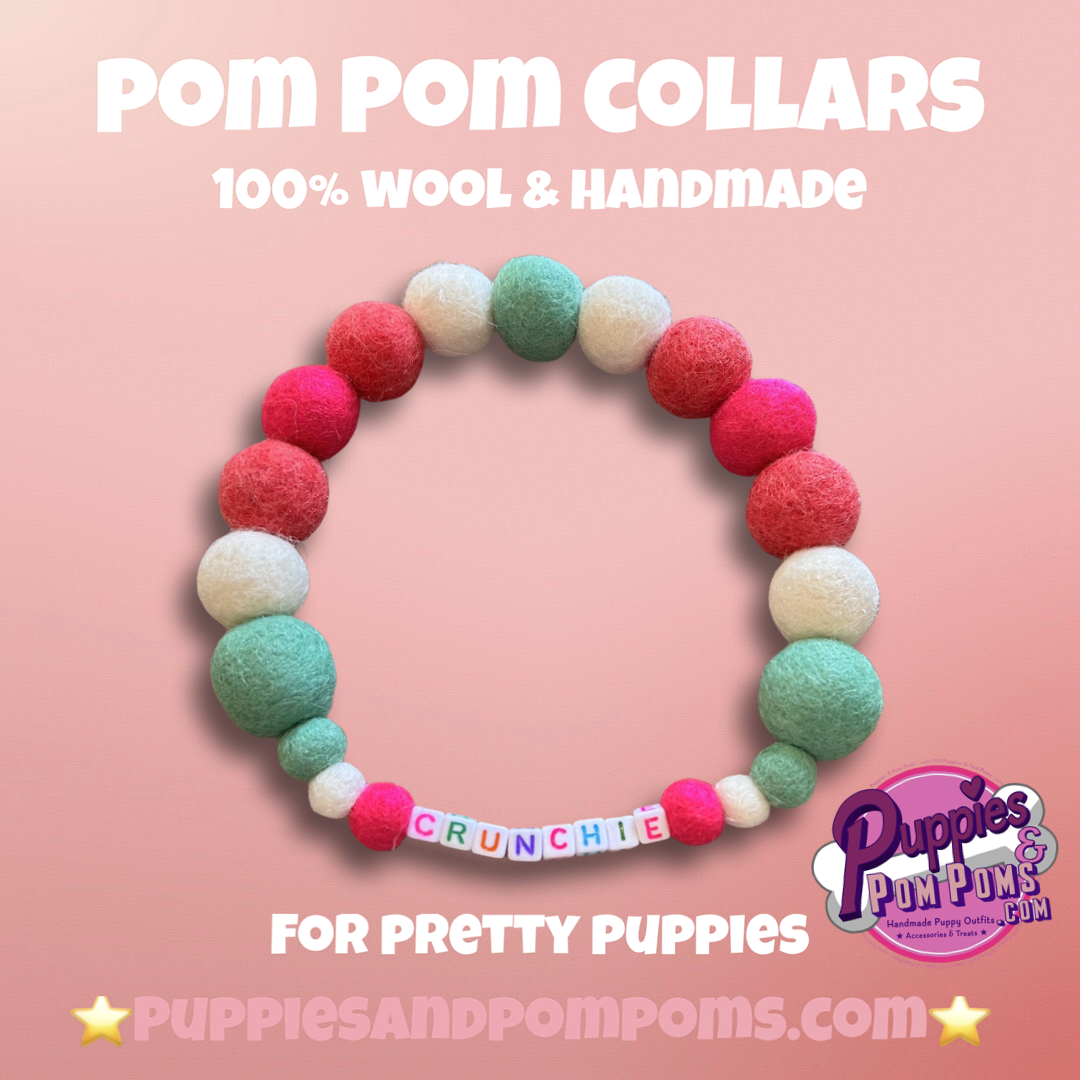 Sweet Watermelon Personalised Pom Pom Dog Collar