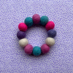 Pink, Blue & Purple Mix - Personalised Pom Pom Dog Collar