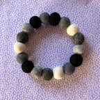 Personalised Pom Pom Dog Collar - Black, Greys & Ivory
