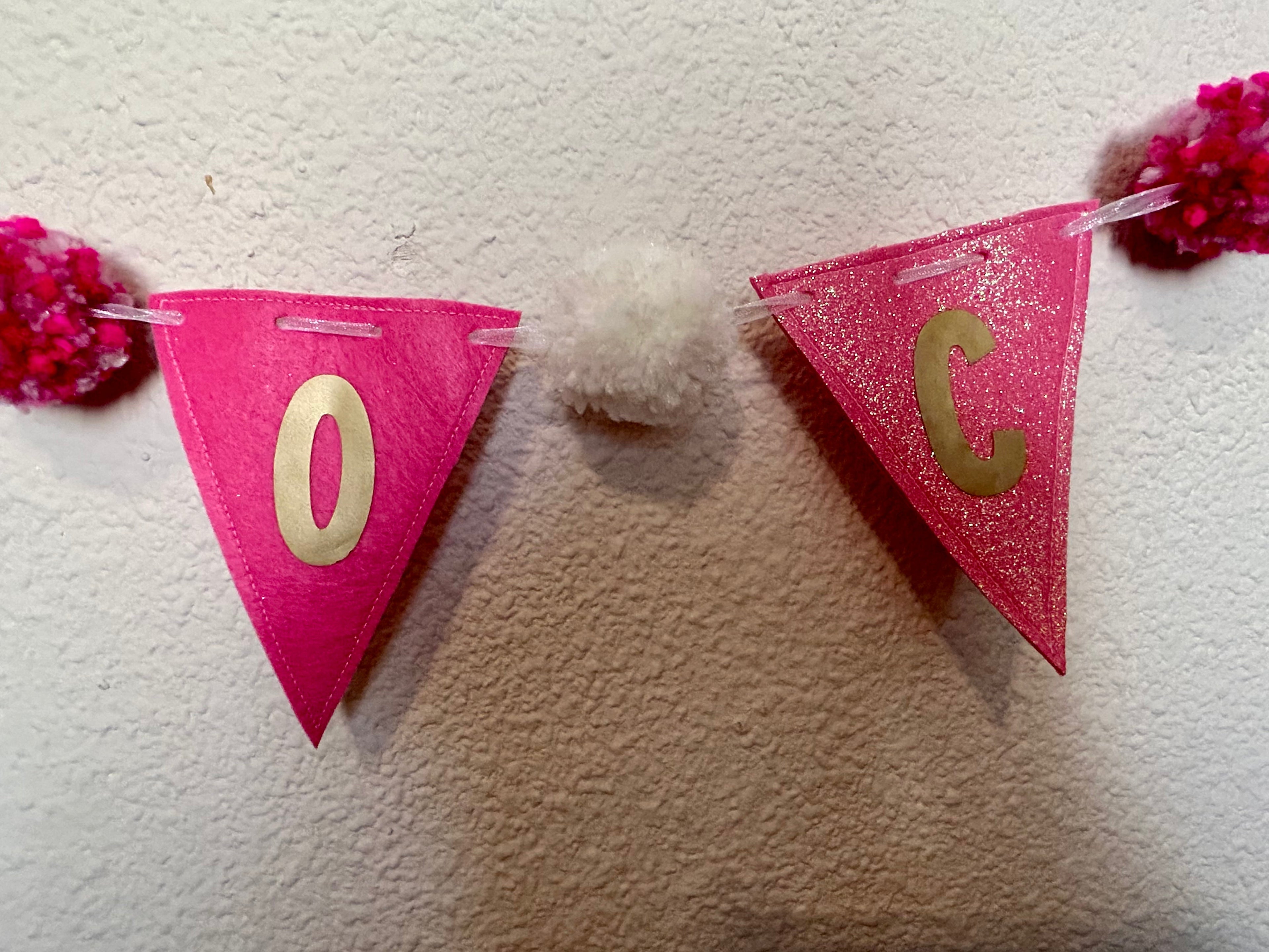 Pom Pom Garland -  Personalised Birthday Bunting - Pink