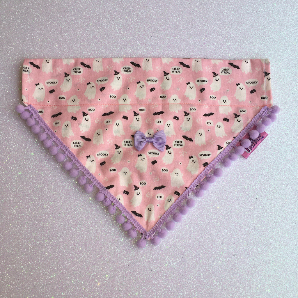 Cute Pink Ghosts! Halloween Pompom Dog Bandana