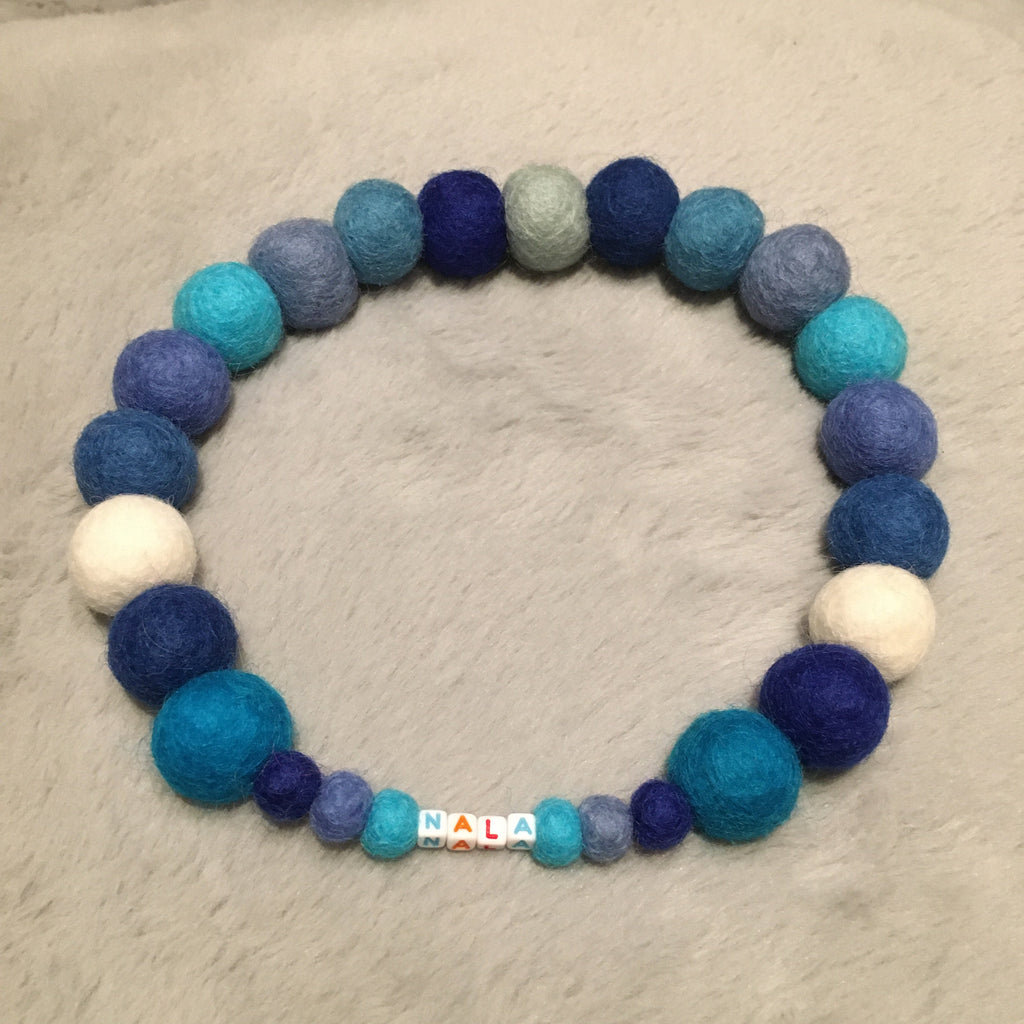 Collare personalizzato per cani con pon pon - Blu