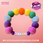 Collar para perro con pompones personalizados - Bolas de 2 cm arcoíris brillantes