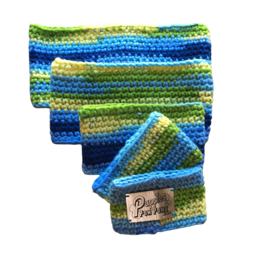 Rainbow Blues Crochet Dog Snood / Buff