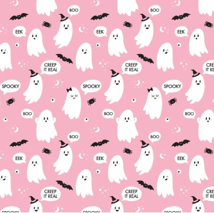 Cute Pink Ghosts Halloween Scrunchie