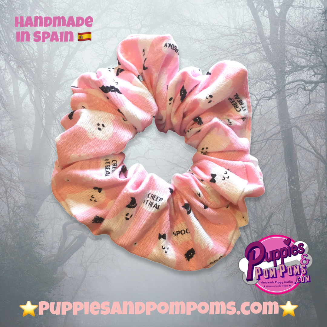 Cute Pink Ghosts Halloween Scrunchie