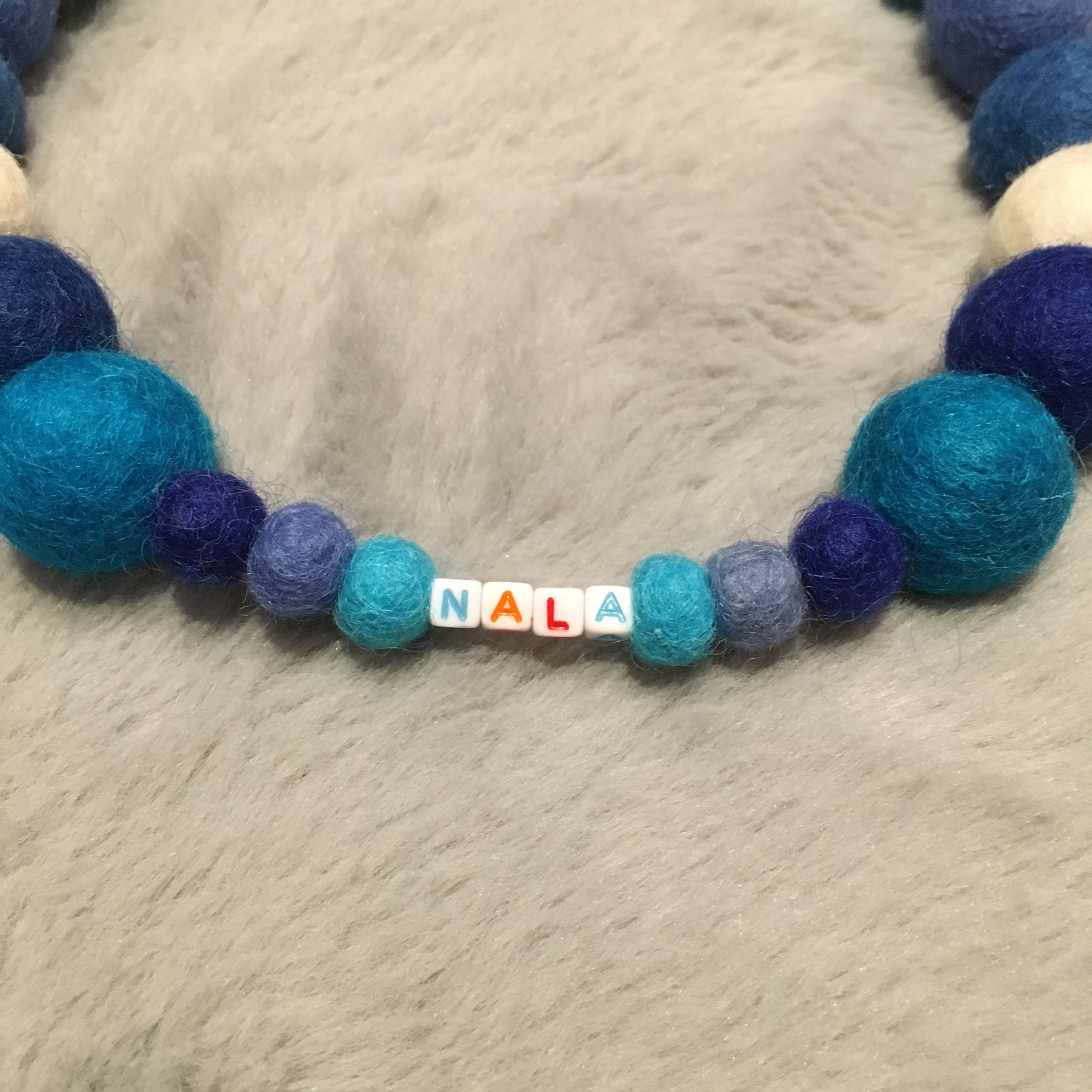Collare personalizzato per cani con pon pon - Blu