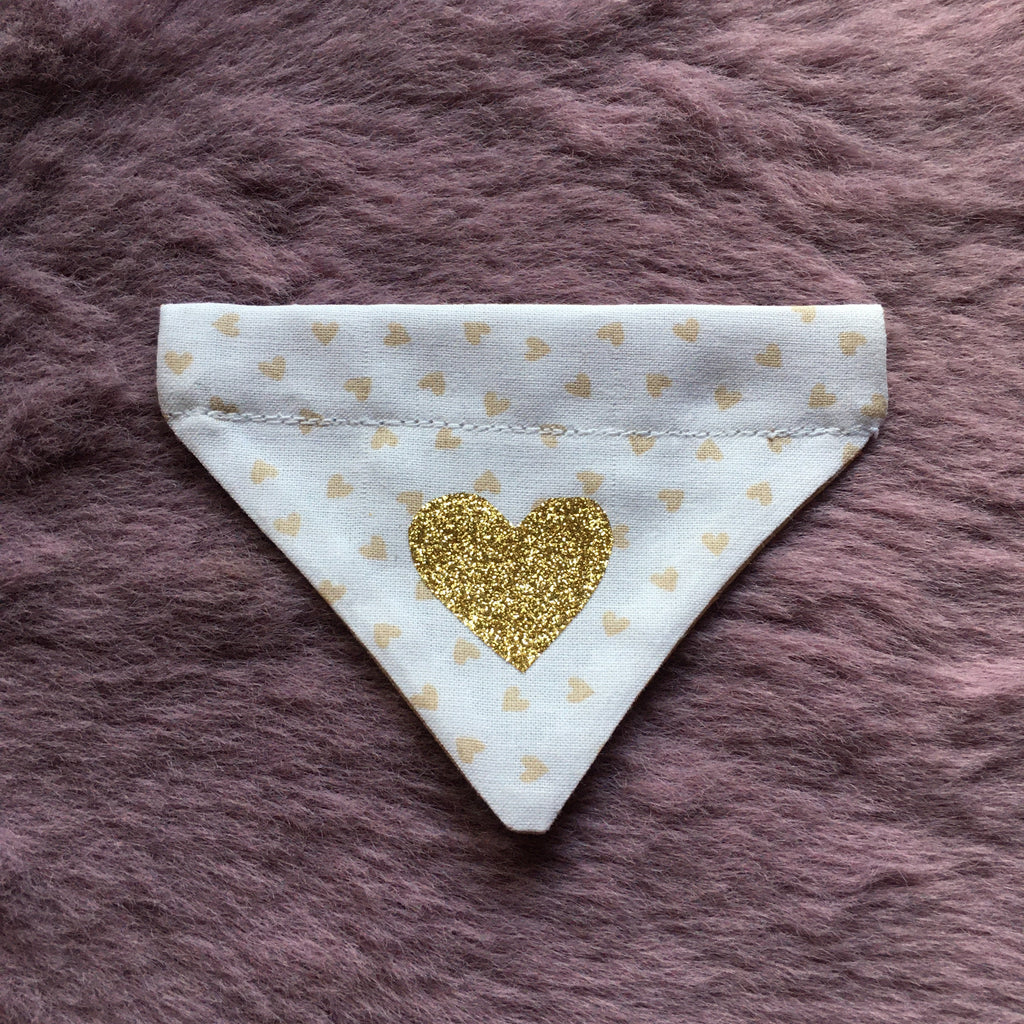 White & Latte Love Hearts Dog Bandana - Slim Opening